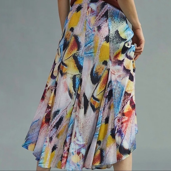 NWT Anthropologie Colorful Abstract A-Line Midi Skirt Size 2 - Picture 2 of 16